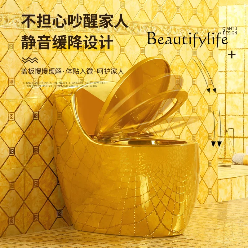 1 مرحاض ذهبي على شكل بيضة سيفون سوبر دوامة قطر كبير توفير المياه مرحاض صامت محلي طاغية ذهبية #4