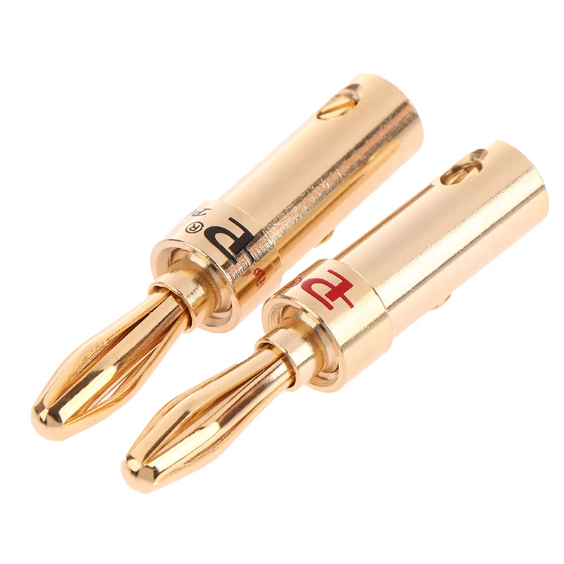 2Pcs Gold-plated Copper Cross Banana Speaker Plug Connector Adapter Audio Connectors Set For Speaker Wire Amplifiers