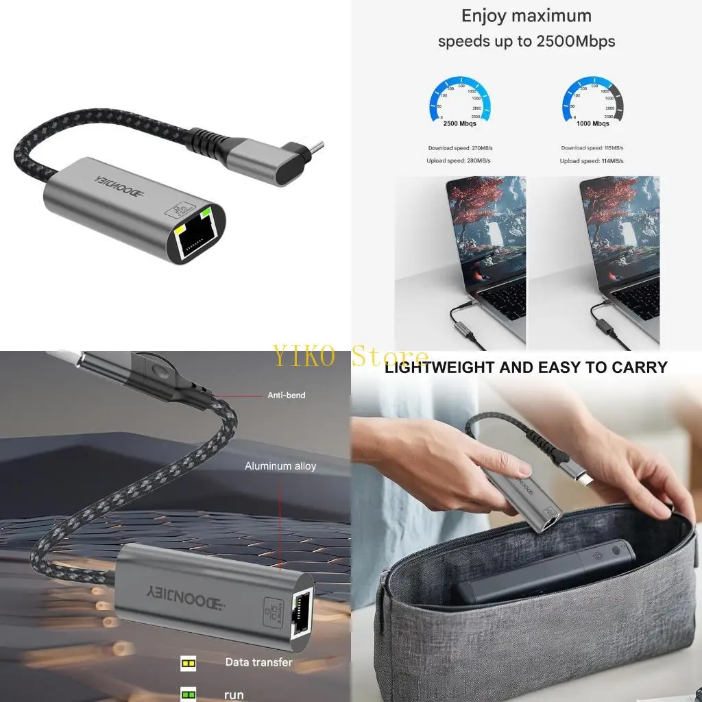 K32C Reliable 2500Mbps Corded Adapter Supports Multiple OS For Home Office Setup