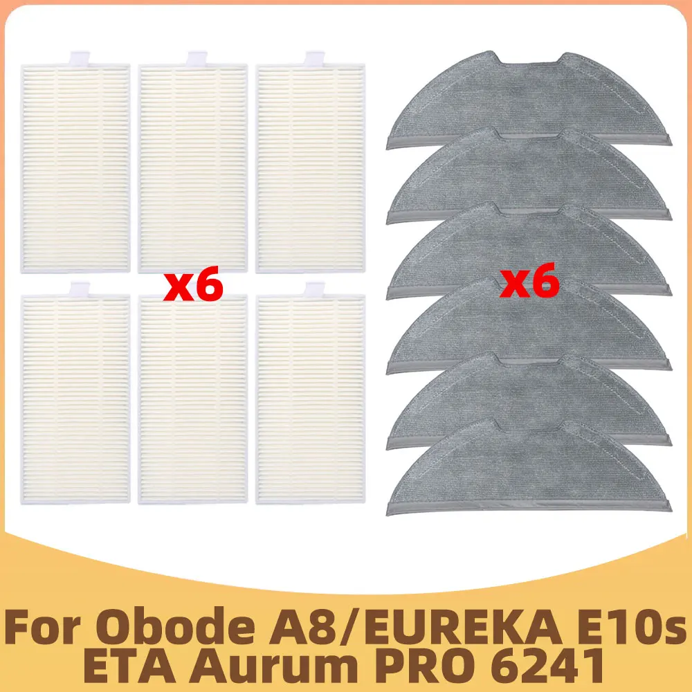 Compatible For Obode A8 / EUREKA E10s / ETA Aurum PRO 6241 Spare parts Main Side Brush Mop Rag HEPA Filter Replacements