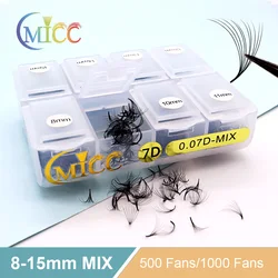 Cmicc 500/1000Fans Mixed Length Promade Slim Medium Base Sharp Pointy Stem Premade Russian Volume Loose Fans Eyelash Extensions