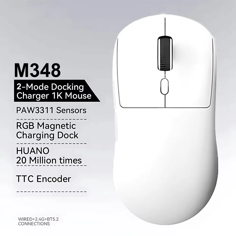 M348 2.4G Wireless Mouse Rechargeable 500mAh Bluetooth-Compatible Mouse Gamer Bluetooth Mouse For Laptop/Notebook/iPad/Tablet