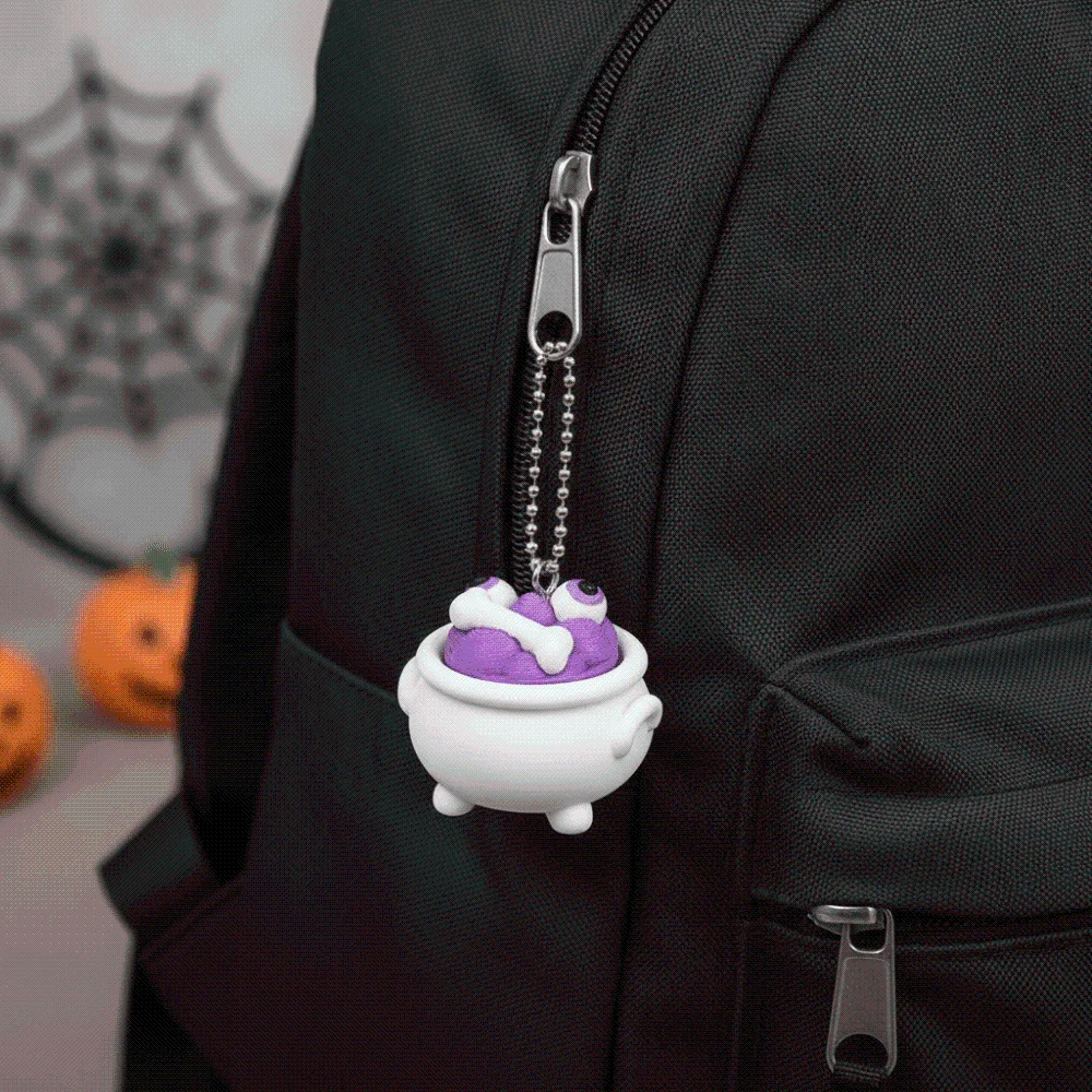 Miniature Halloween Ghost Key Chain Durable Portable Button Clicker Pendant Interactive Mechanical Witch Cauldron Charm