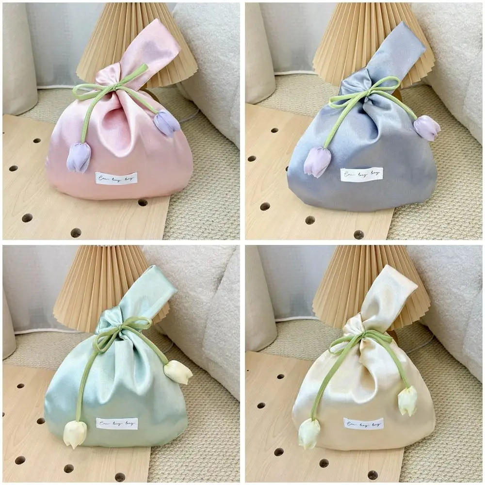 Vintage Tulip Wrist Bags Washable With Flowers Small Bucket Bags Handheld Elegant Handbags For Girl Lady Women Female - view 4