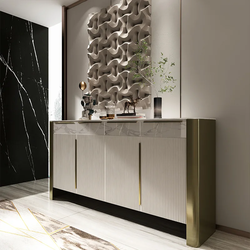 Modern simple rock slab storage side cabinet Shoerack shoe rack Shoes organizer Crack shelves Dresser Home living room cabinets