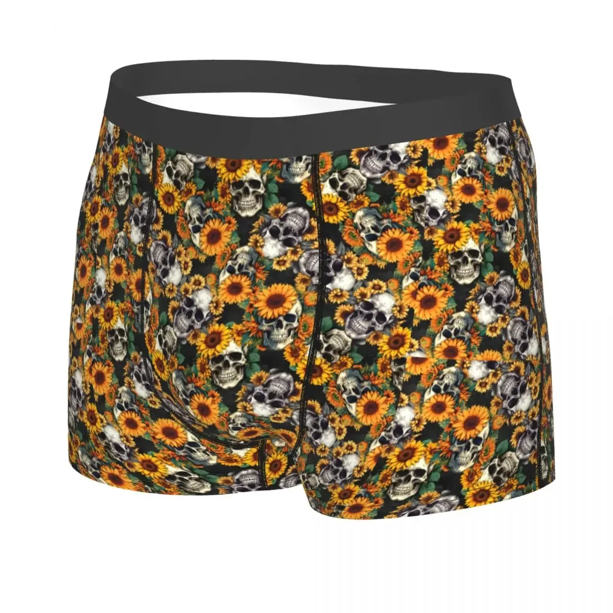 Fashion Goth Sunflower SKull Boxers Shorts Panties Male Underpants Comfortable Briefs Underwear