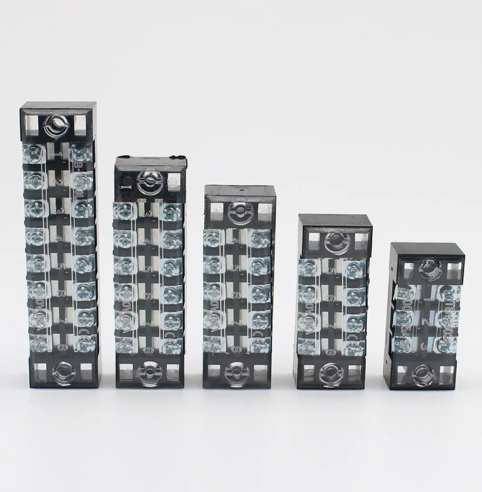 1Pcs Dual Row  Screw Terminal Block Strip 600V 15A  TB-1503 / TB1504 / TB1506 / TB-1508/Optional