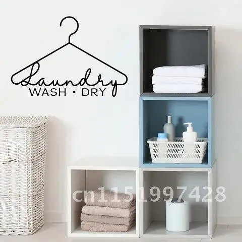 Hanger Laundry Design Stickers Wall Laundry Dry Wash Sign Quote Vinyl Decal Room Laundry Home Decoration Posters Vinyl