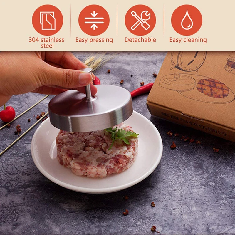 304 Stainless Steel Patty Maker, Adjustable Hamburger Burger Press, Non-stick Patty Making Molds for Beef Vegetables Burgers