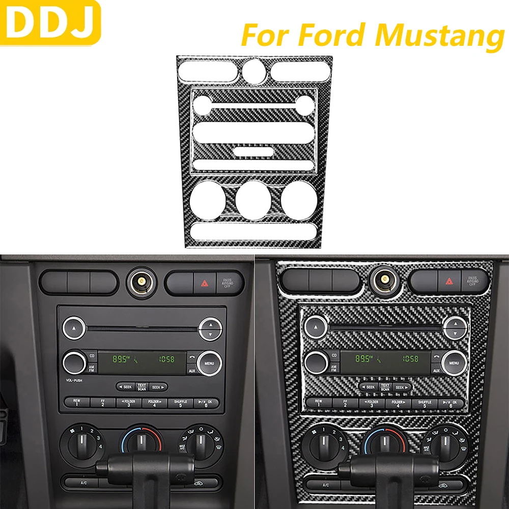 

For Ford Mustang 2005-2009 Real Carbon Fiber Central Control Air Conditioning AC Radio CD Set Trim Cover Car Accessories Sticker