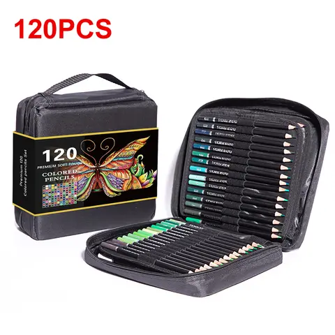 50/72/120-color oil-based colored pencil set storage bag,color lead art crayons,suitable for professional artistic use