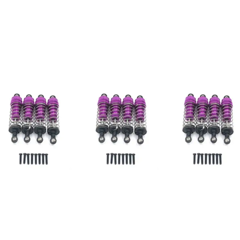 Best-12Pcs Metal Shock Absorber Damper For Wltoys 124019 124018 144001 RC Car Spare Parts Upgrade Accessories,Purple