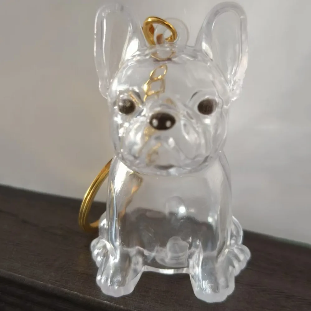 

Cartoon Dog Shape Dog Hair Storage Box Hair Grooming DIY Handmade Pet Hair Keychain Acrylic Transparent Puppy Pendants Backpack