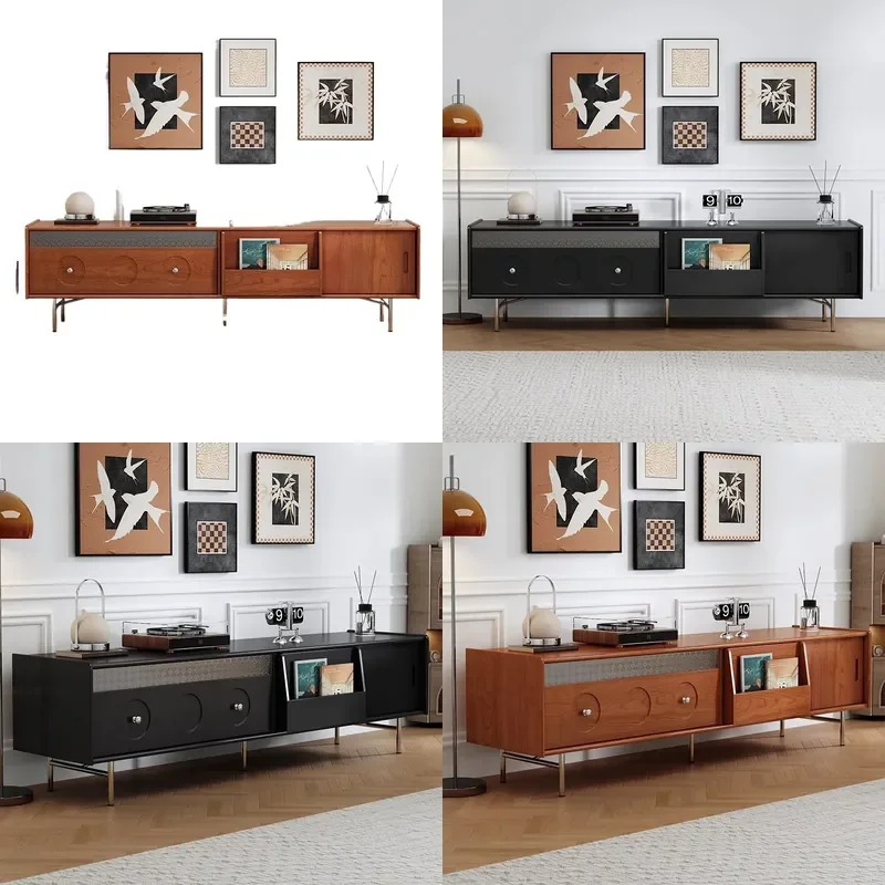 French Retro Medieval Solid Wood TV Cabinet for Living Room High End Coffee Table with Storage Locker Pump Design Household