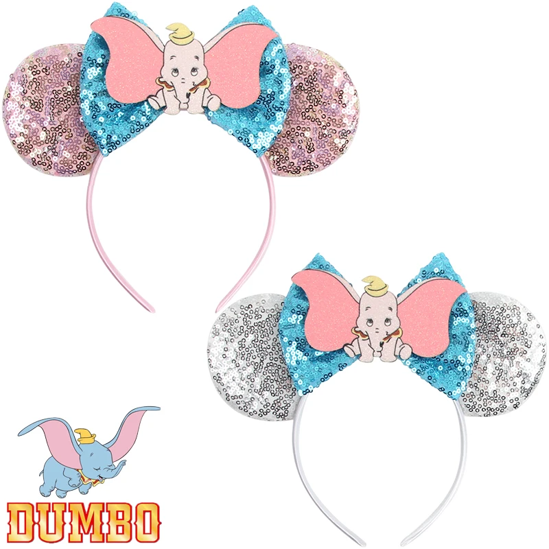 

Disney Dumbo Ears Headbands Girl Little Flying Elephant Hairband Kids Sequins Bow Hair Accessories For Women Carnival Party Gift