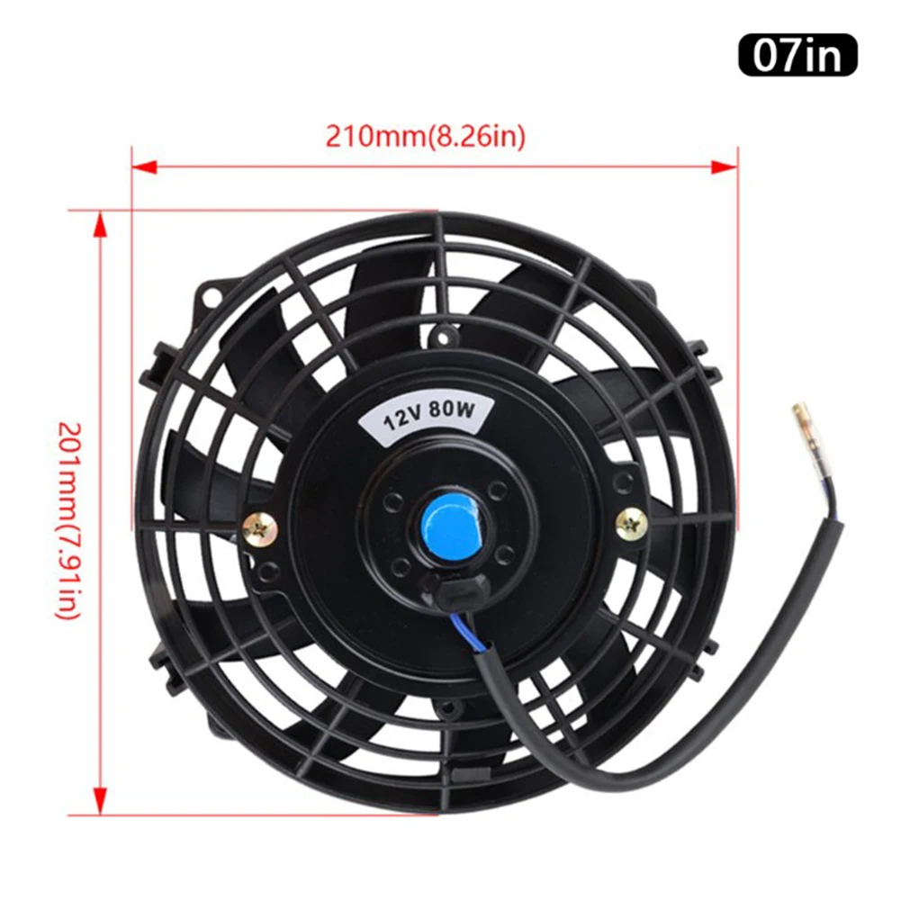 

Electric Radiator Intercooler Fan Kit 12V 80W Slim Design 12'' 10 9 7 Diameter ABS Plastic and Steel Construction