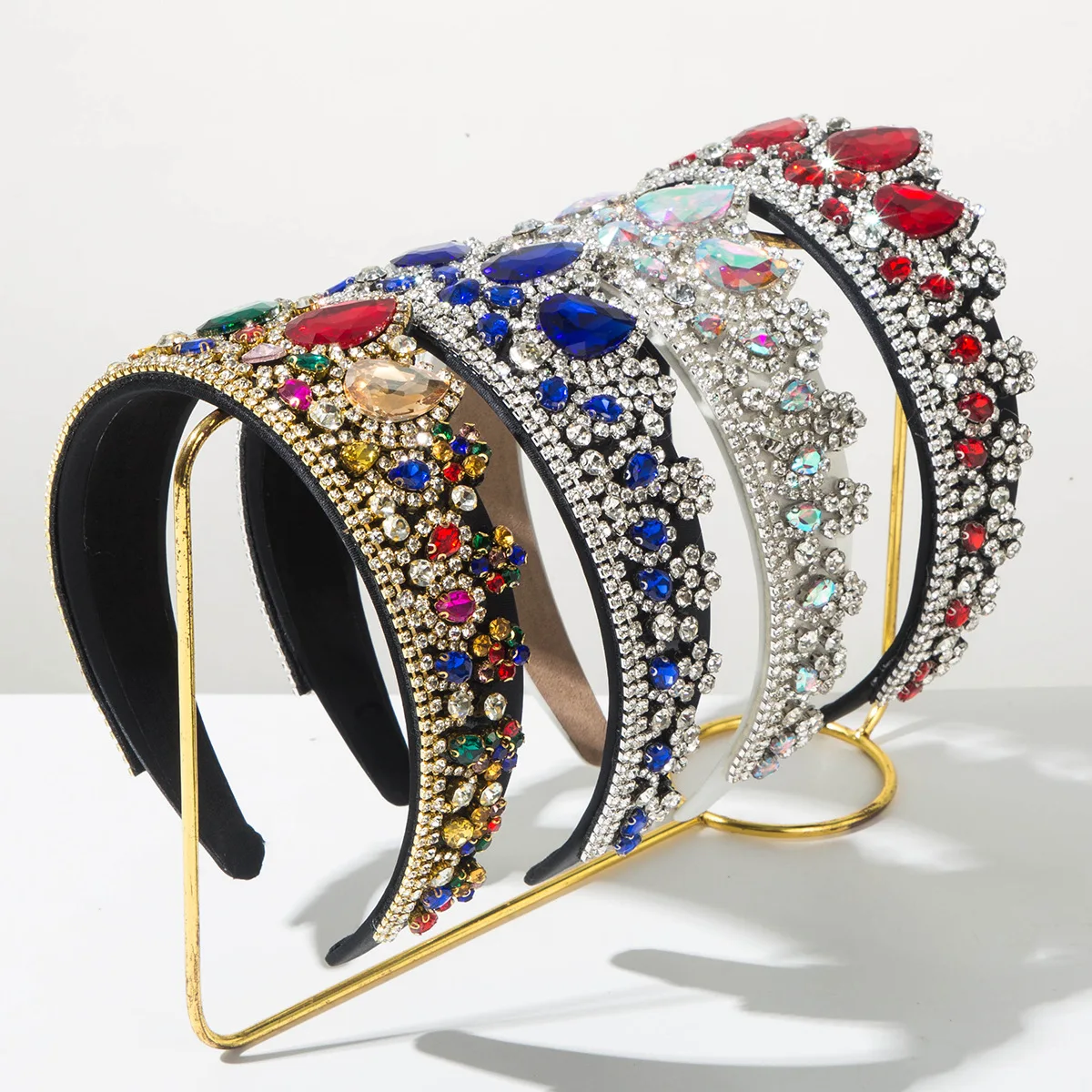 

Heming headband new fashion retro inlaid diamond crown wide edge headband high sense luxury versatile hair accessories