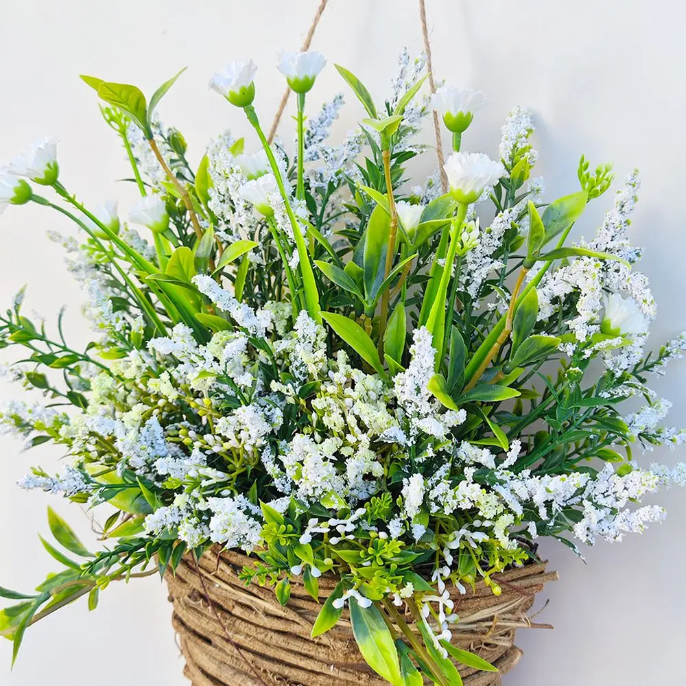 Artificial Wildflower Door Hanging Basket Wicker Rattan Wreath White Berry Floral Ornament For Zonghong Home Garden Decor