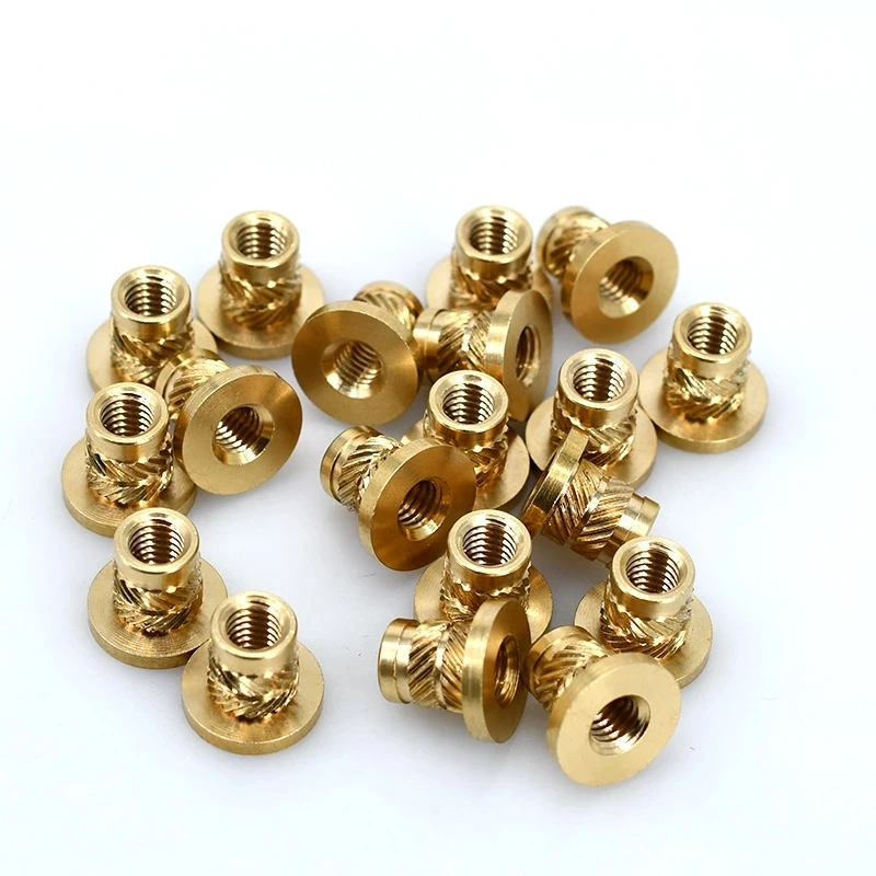 Brass Hot Melt Insert Knurled Flange Copper Nut Thread Heat Molding Injection Embedment T-type Nut M2 M2.5 M3 M3.5 M4 M5 M6 M8
