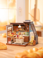 Robotime Rolife Baking Kitchen Wooden Dollhouse 3D Puzzle Miniature for Girls Women With Fun Pre-colored Design Home Decoration