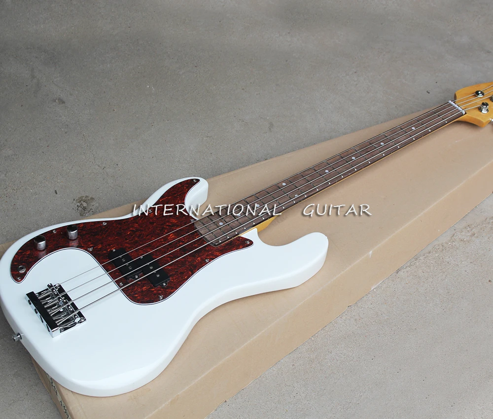 

Left Hand White 4 Strings Electric Bass Guitar with Rosewood Fretboard ,20 Frets,Customizable