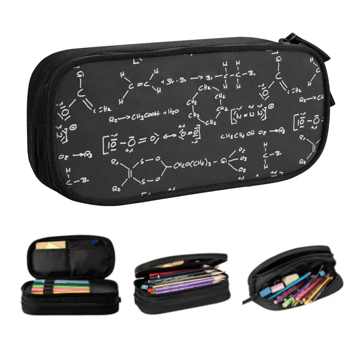 Chemical Science Formula Writing Pencil Case for Girl Boy Big Capacity Science Atom Structural Pen Bag Box Stationery