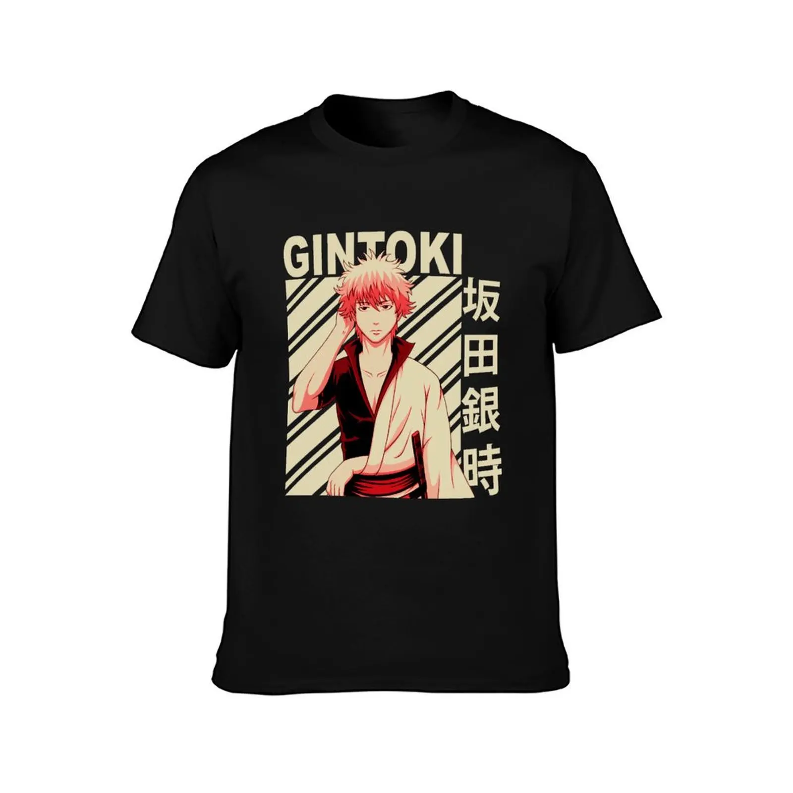 Gintoki Sakata Vintage Art T-Shirt Large Size Casual Tee Shirt T-Shirt