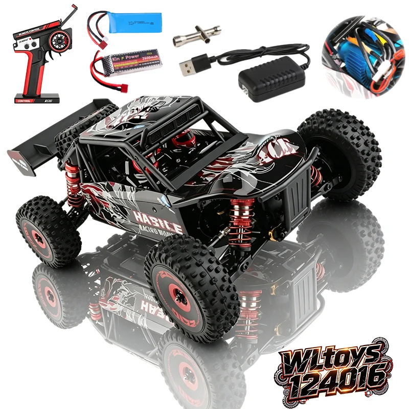WLtoys 124016 124017 124007 4WD High Speed RC Buggy Dual Battery Upgrade Large Capacity 2.4G 1/12 Off-Road Car Toy