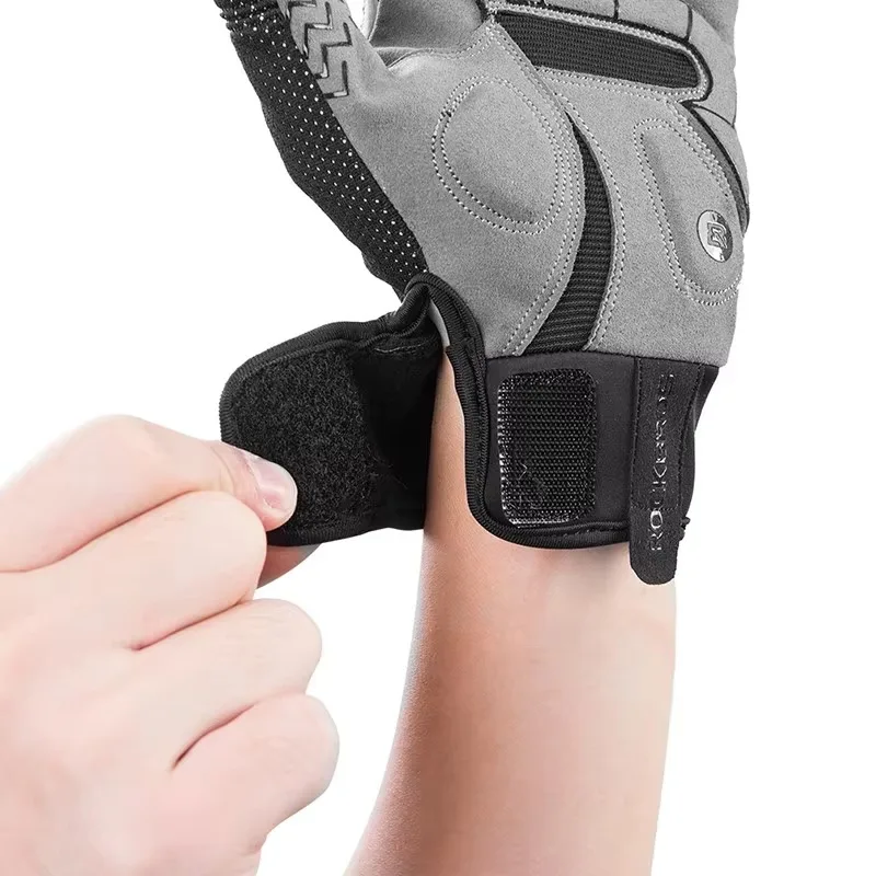 ROCKBROS Fahrradhandschuhe für Herren, Motorrad- und Fahrradhandschuhe mit Stoßdämpfung, Fleece-Futter für Wärme, ideal für Straßen- und Mountainbike-Fahrten. – Detail 9