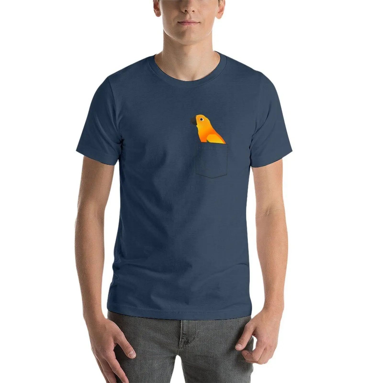 تي شيرت Sun Conure Parrot In Your Front Pocket تي شيرت رجالي فاخر برسومات تي شيرت للرجال
