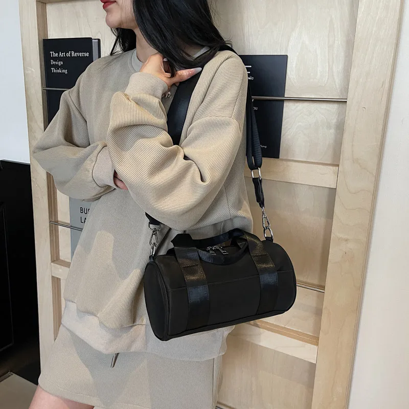 Fashion Cylindrical Handbag Lightweight Waterproof Shoulder Bag Large Capacity Lipstick Key Phone Crossbody Bag For Women girls.