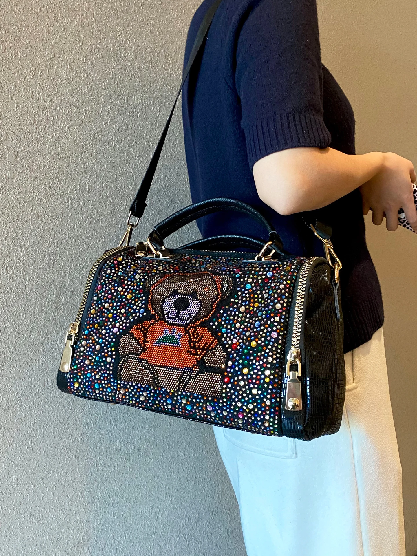 

Ele Diamond Women's Boston Bag Large Capaci Crossbody oulder Bag Handbag Soft Synthetic Leather Casual Faion Bag