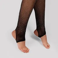 Sexy Woman Rhinestone Stirrup Fishnet Tights Diamond Glitter Pantyhose Glisten Fishing Net Stockings Nylon Women's Underwear
