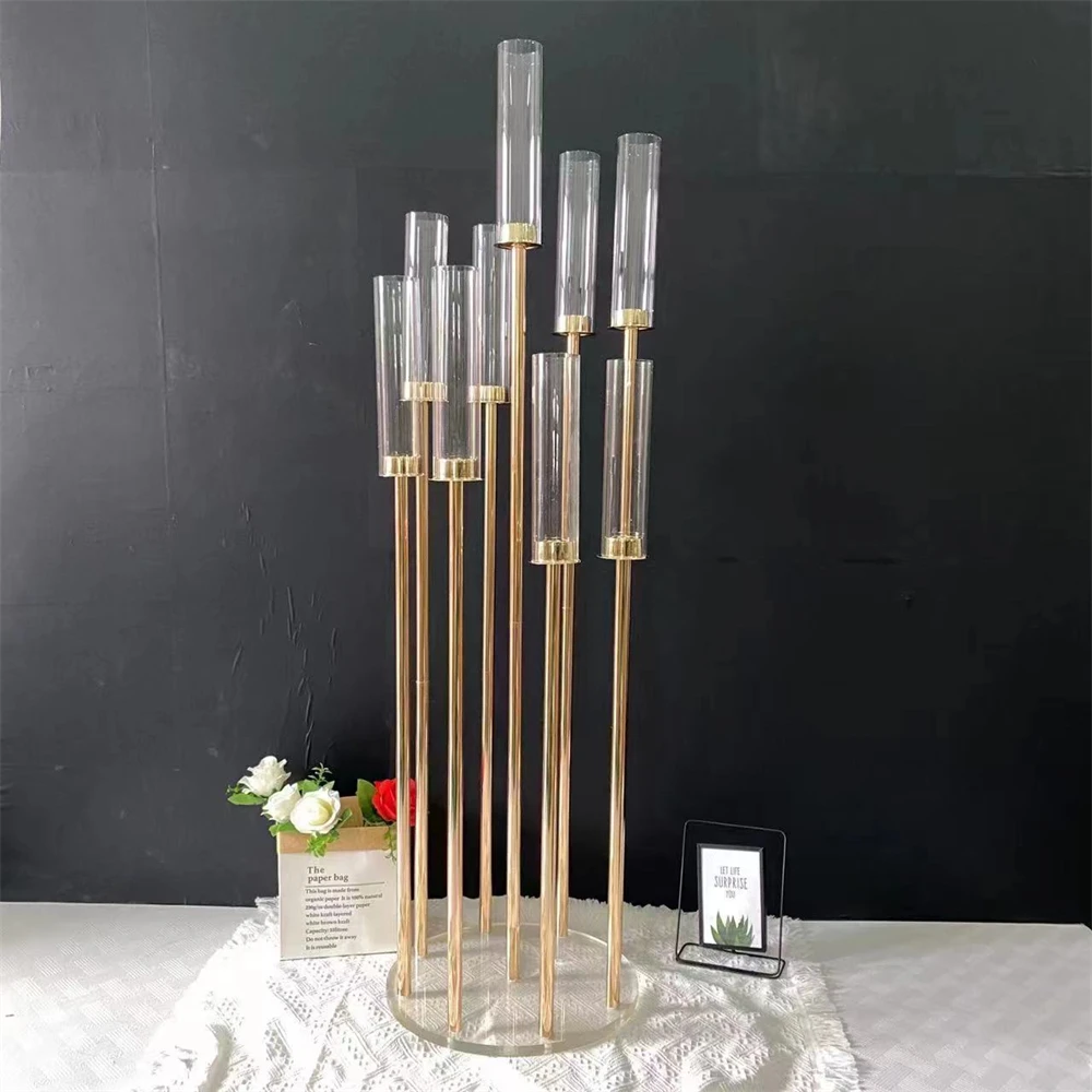 

9 Heads Candelabra Candle Holders Wedding Candlesticks Flower Stand Holder Candelabrum For Center Table Decoration