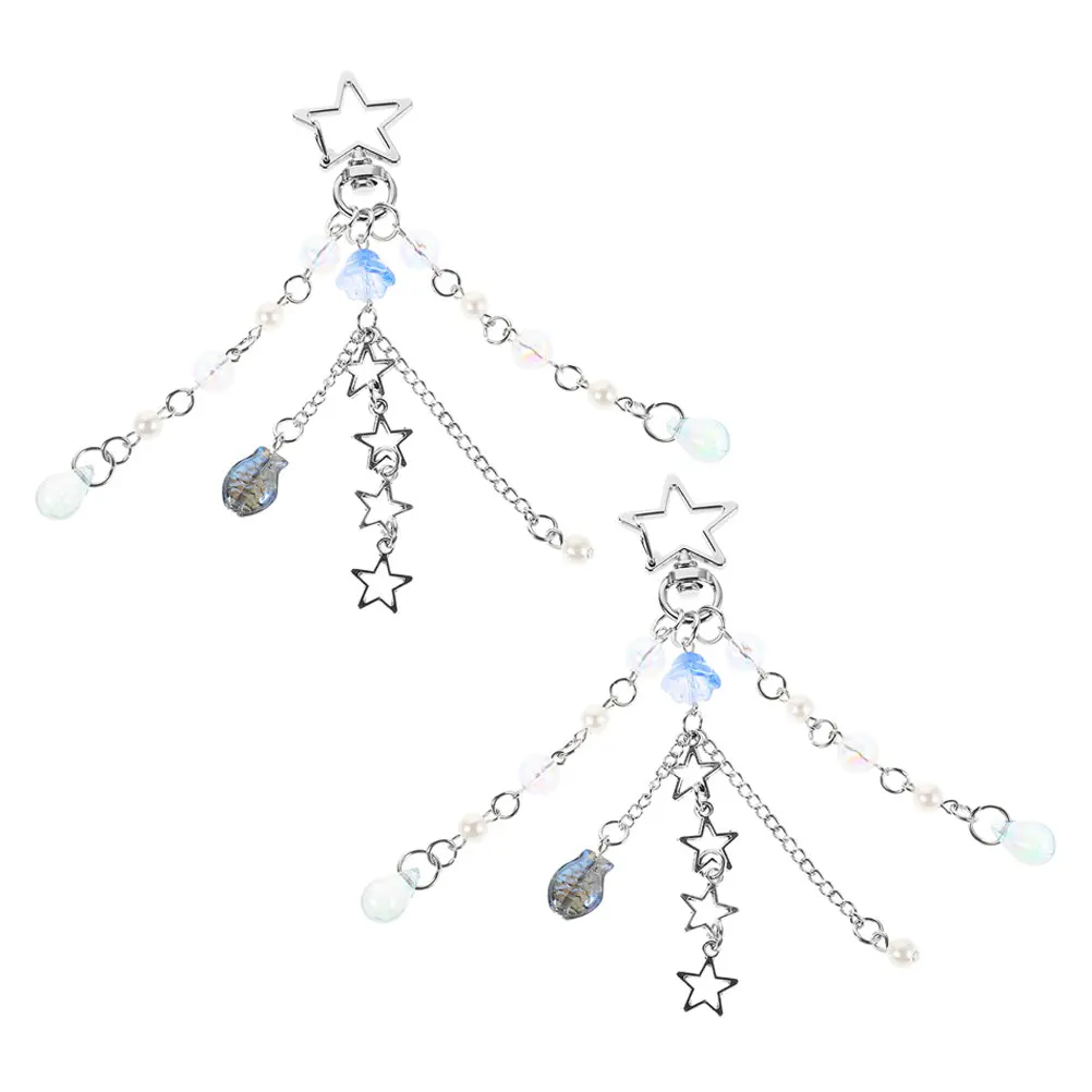 

2pcs Hawaii Bead Chain Phone Strap Kawaii Fish Keychain Bag Mobile Lanyard Hawaii Ocean Breeze Design for Wrist Women