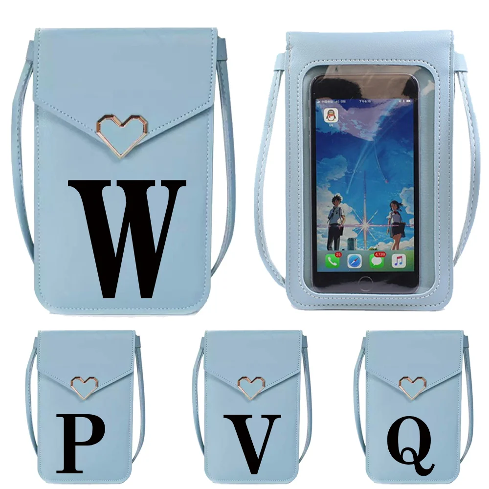 

Portable Black Letter Series Mobile Phone Bag Universal Transparent Touch Screen Phone Bags Commute Women Shopping Crossbody Bag