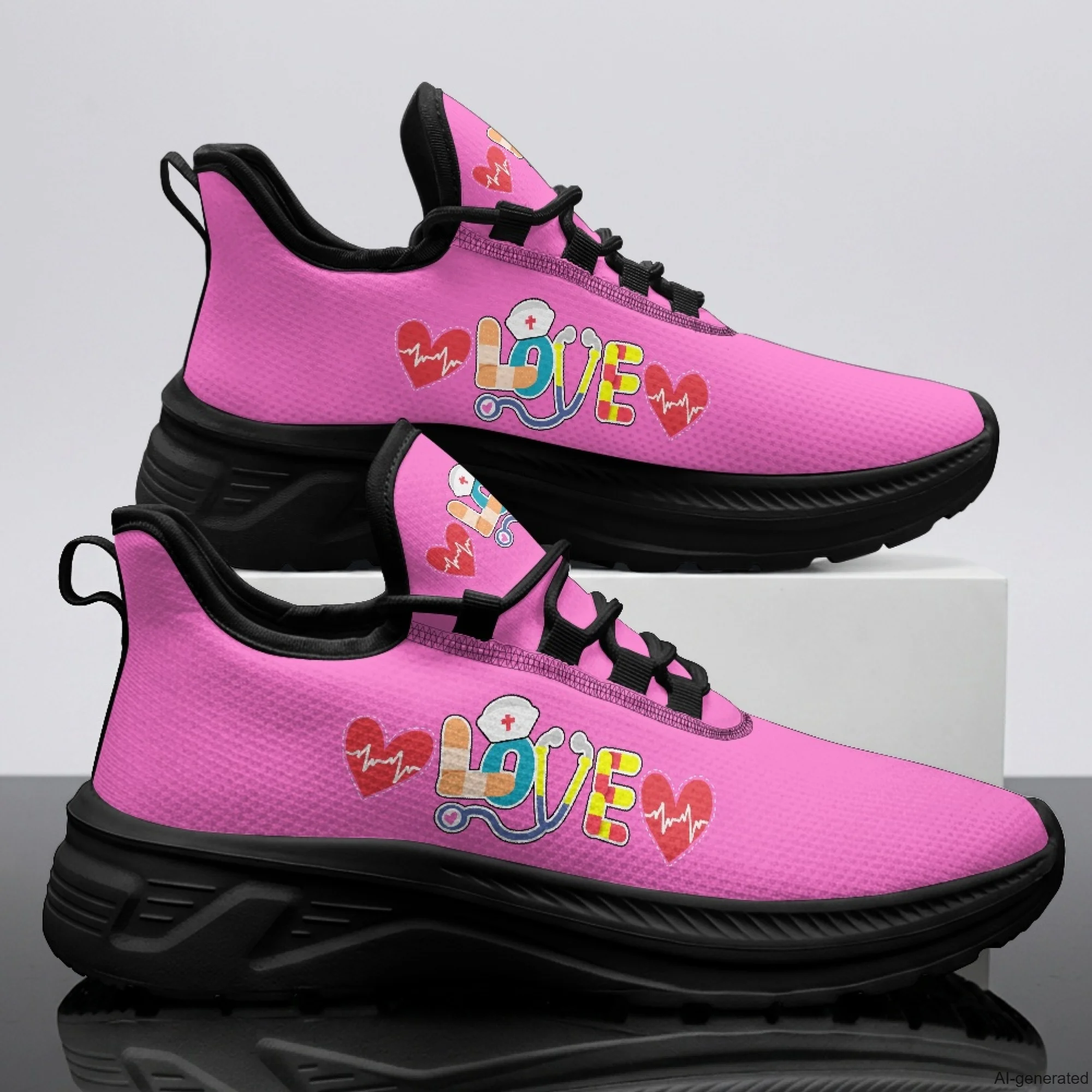 XIXIRIMIDO Womens Walking Shoes Nurse Shoes Nurse Sneakers Mens Gym Sports Casual Fashion Shoes Nurse Pattern Shoes 35-48