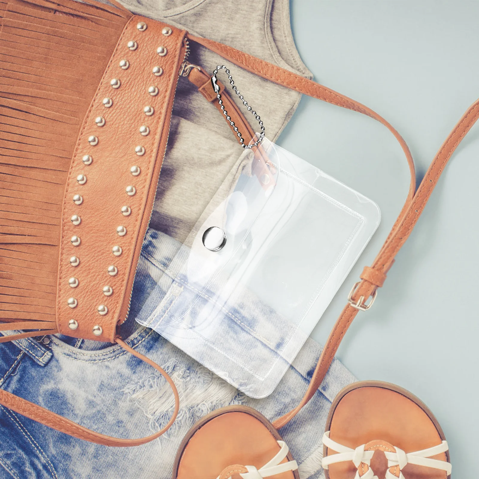 

2pcs Coin Purse Transparent PVC Credit Card Protector Portable Key Case Storage Portable Key Case Bag For Women Men