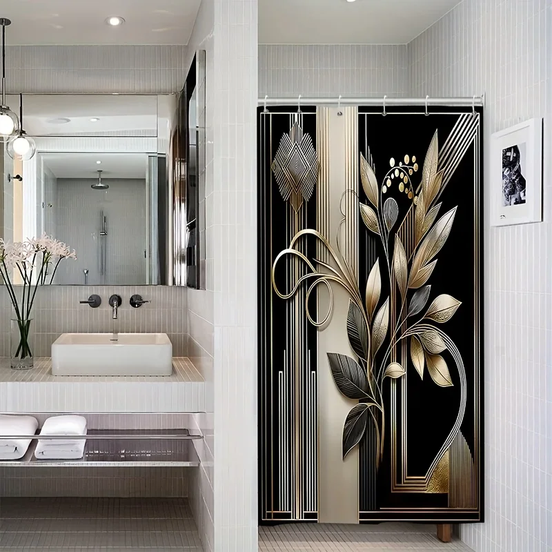 Versatile Design Shower Curtain With Hooks Waterproof Easy Clean Quick Hang For Home Hotel Apartment Bathroom