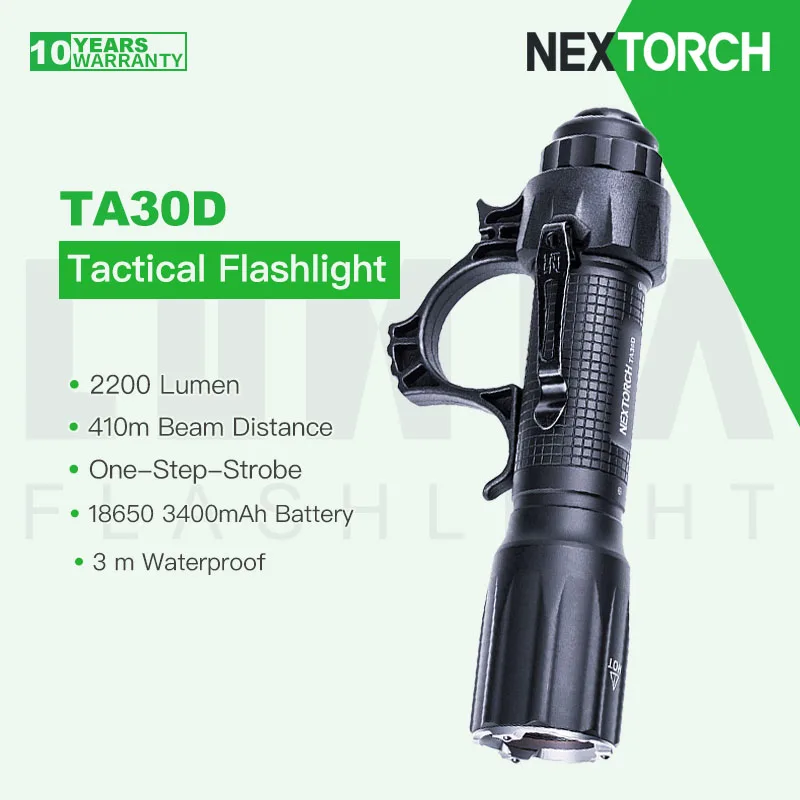 Nextorch TA30D One Step-StrobeTactical Flashlight,Dual-function Rotational Dial Tactical Switch, 2200 Lumens 410m Beam