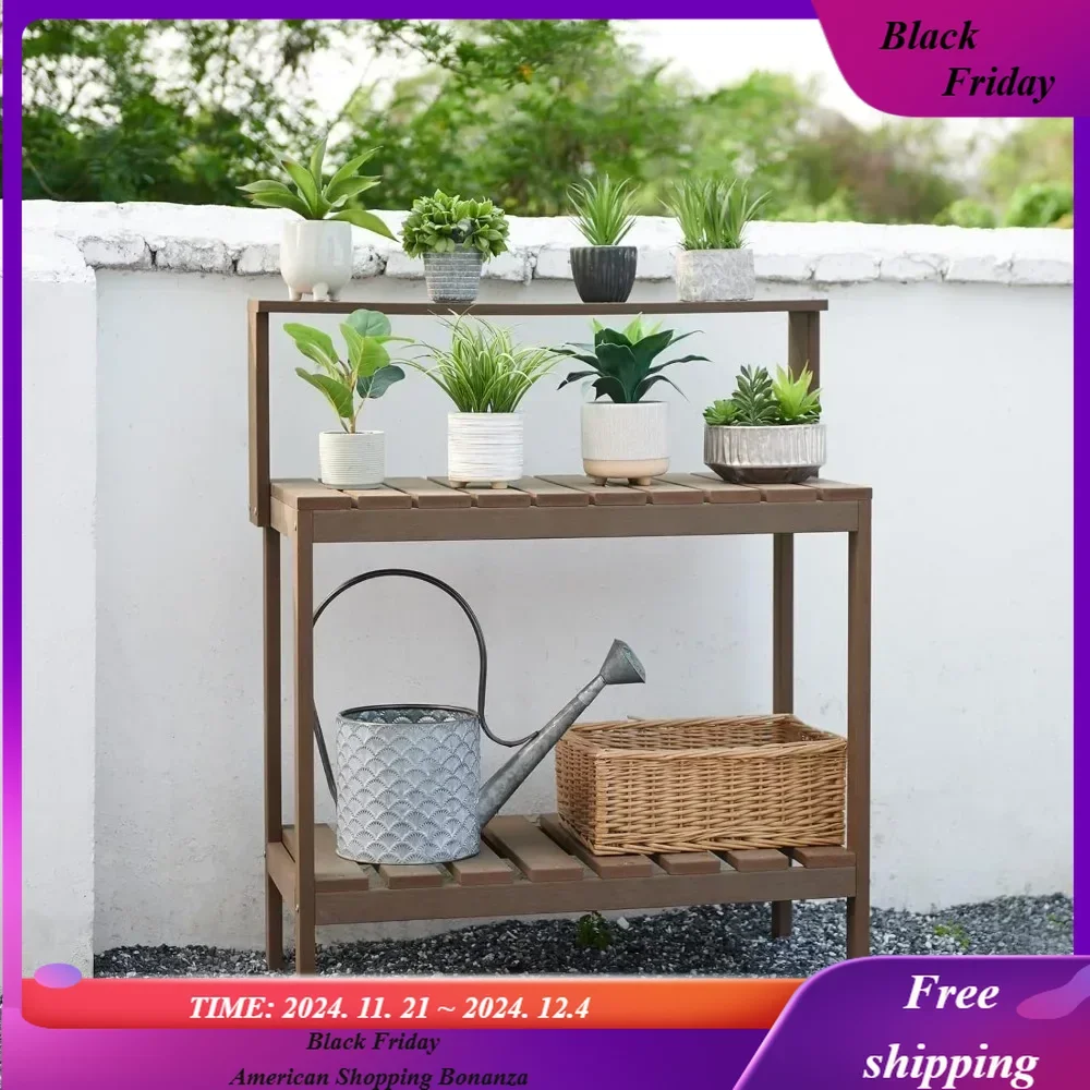 

Potting Bench Table, Outdoor Potting Table Made of Poly Lumber, Wood-Like Gardening Table and Potting Station