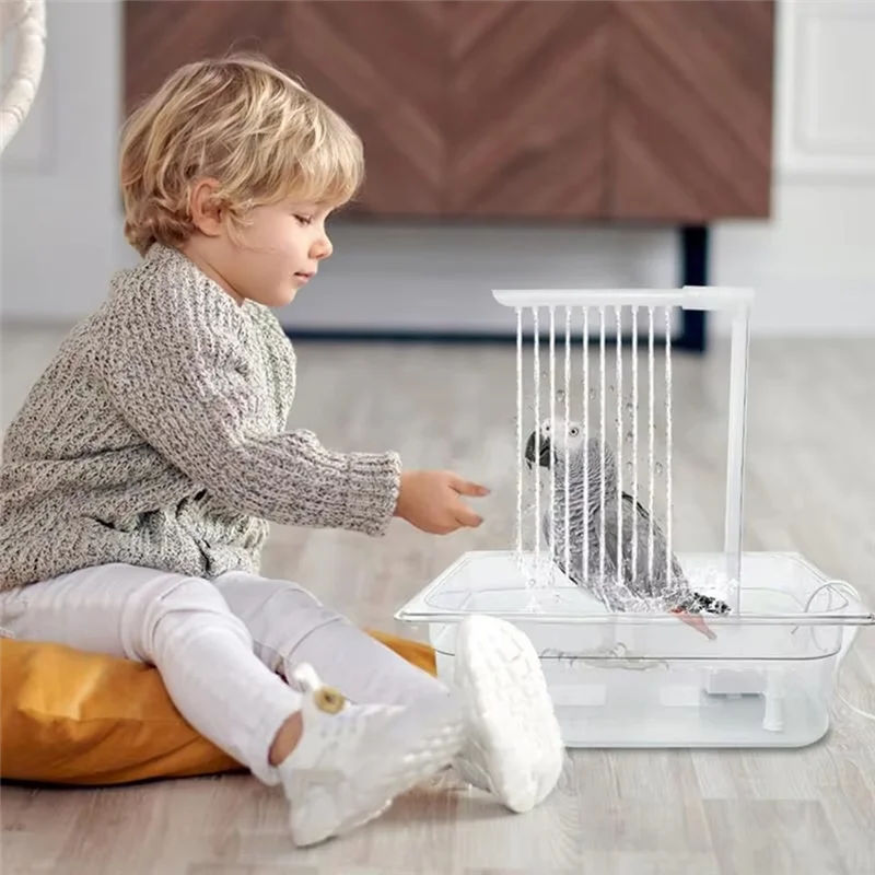 

-A41U Parrot Bath Tub Automatic Shower Box Multi-Purpose Bird Bathtub With Multiple Faucet For Parakeet Cleaning Supplies