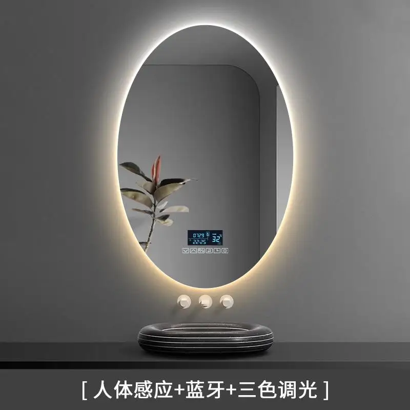 

Goose egg bedroom led makeup mirror with lamp wall hanging bathroom vanity luminous mirror bathroom smart mirror touch screen