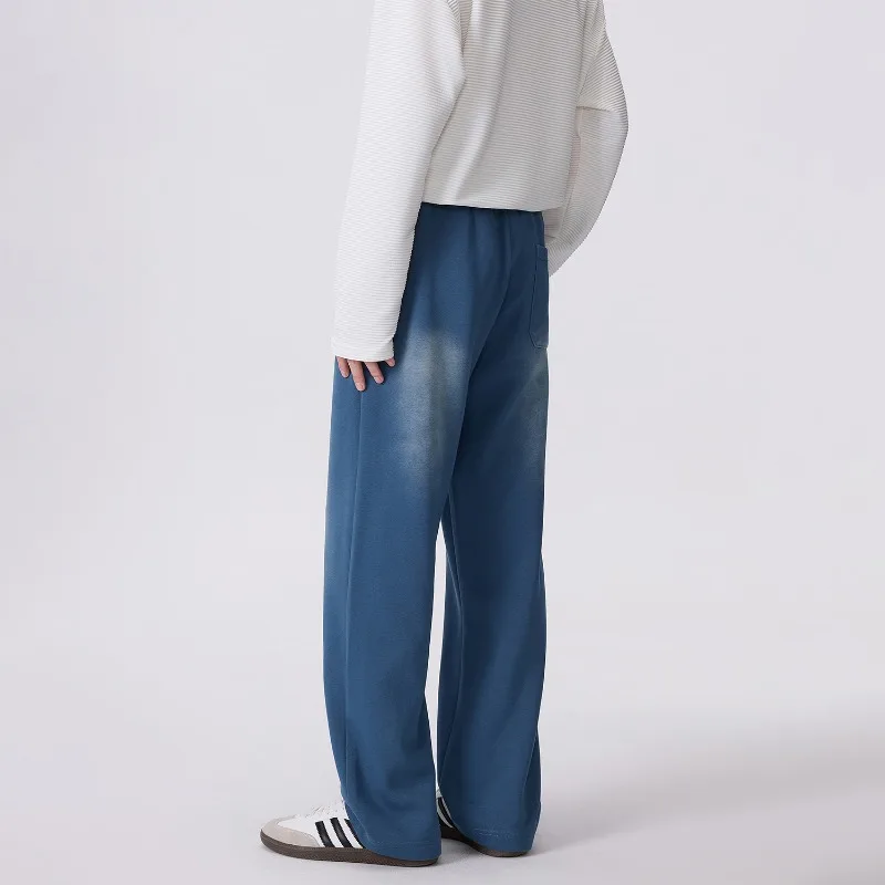 Y2K American Streetwear Men Washed Whiskering Monkey Spray Sweatpants 2026 Fall Winter Loose Wide Leg Baggy Sport Bottoms