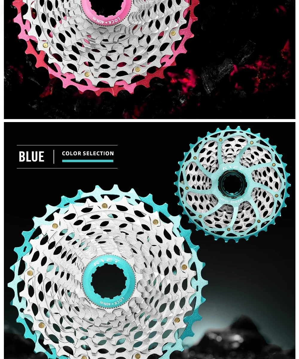 2026 RYET Fahrradkassetten 11-34T 12S CNC Alu/Stahl Kassette HG für Shimano Rennrad Gravel K7 Eloxierte Farbe 12-Gang Fahrradfreilauf – Detail 13