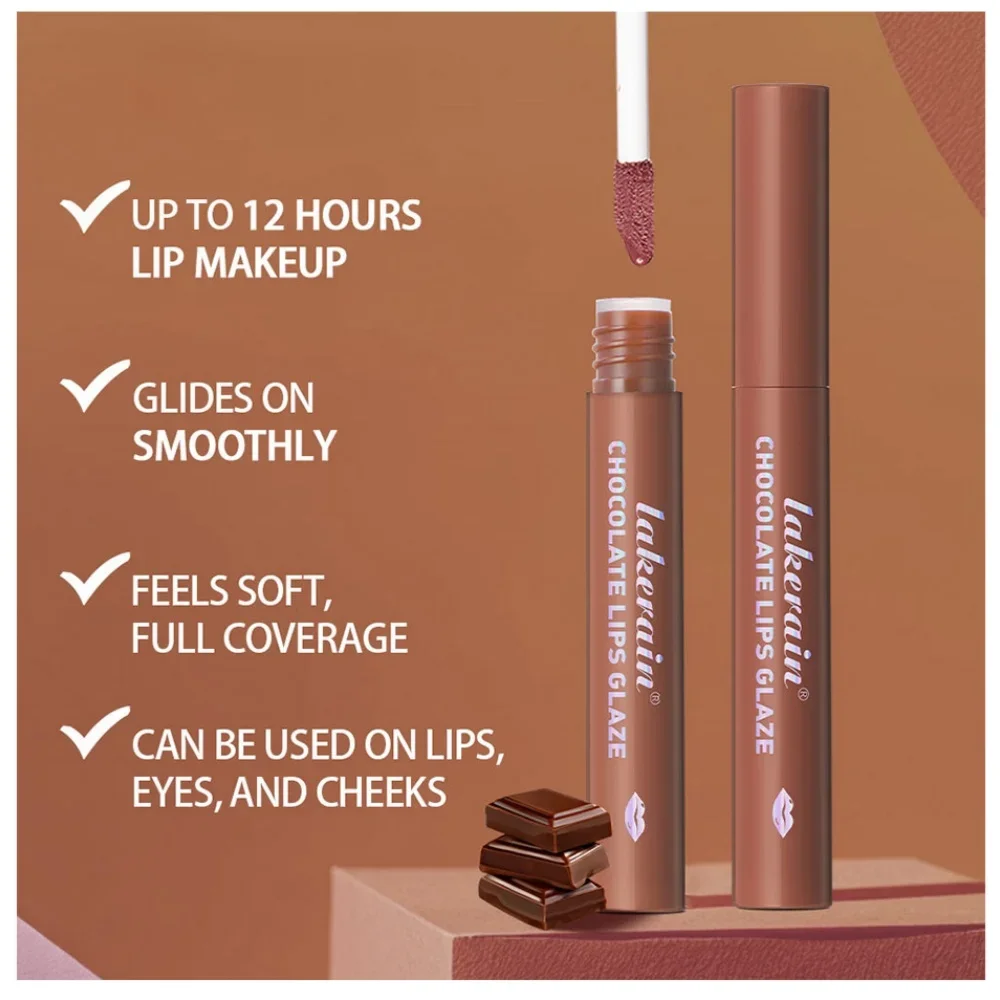 チョコレートリップグロスセット ベルベットマットリップグレーズ 防水 汗に強い 長持ち カップに付かない 女性用メイクアップ化粧品