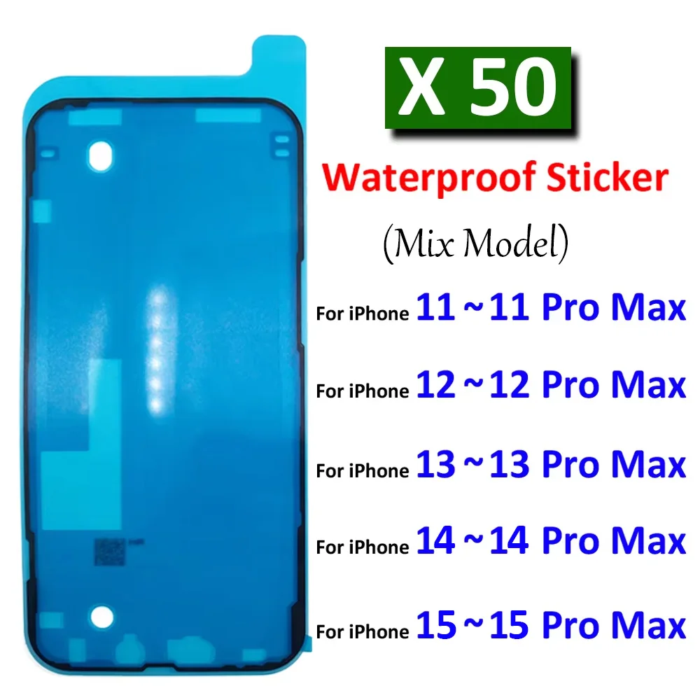 

50 шт./лот, водонепроницаемая наклейка-клейка для iPhone 11 12 13 14Pro 15 15Pro Pro Max, рамка для ЖК-дисплея, лента, клей, запасные части
