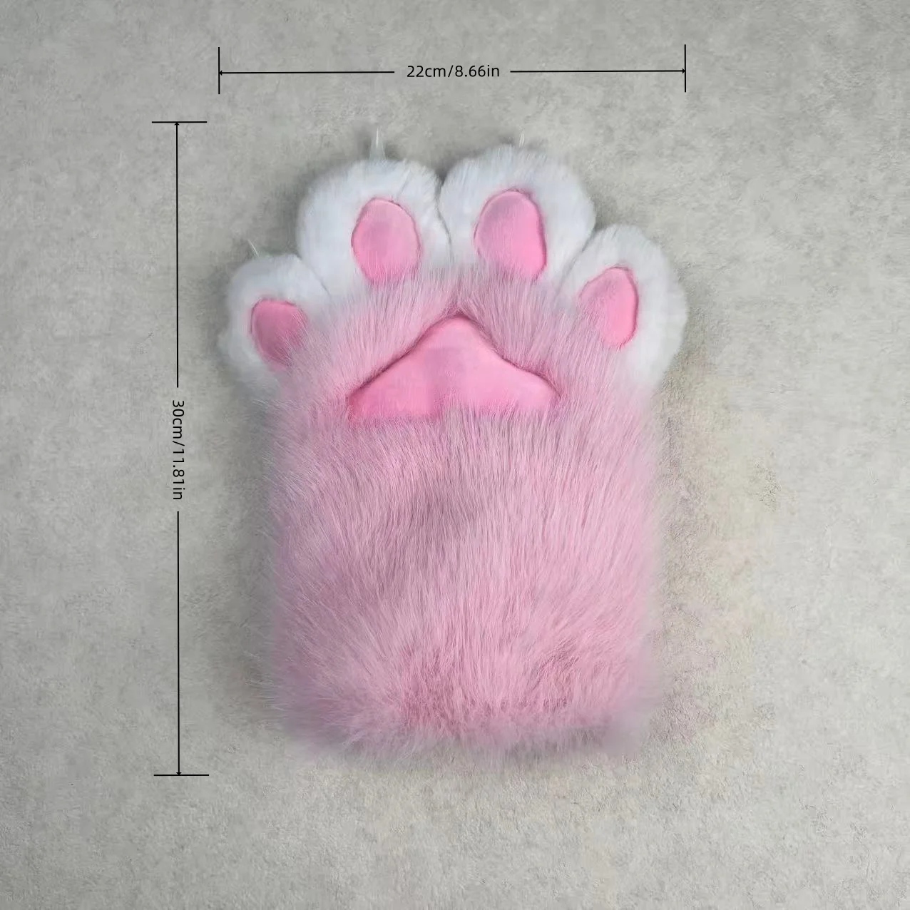 Cute Plush Cat Paw Gloves Soft Animal Hand Paws with Pink Pads for Anime Cosplay Outfits
