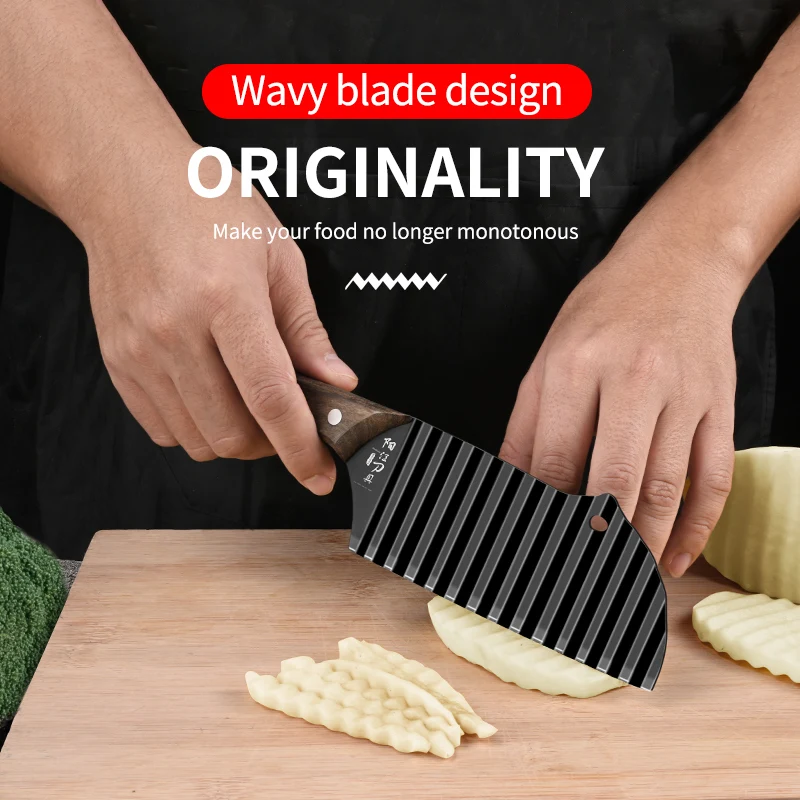 Wolf Tooth Potato Knife, High-End Seiko Wave Kitchen Knife, Cooking Kitchen Knife, Chef Special Fancy Potato Mesh Serrated Knife