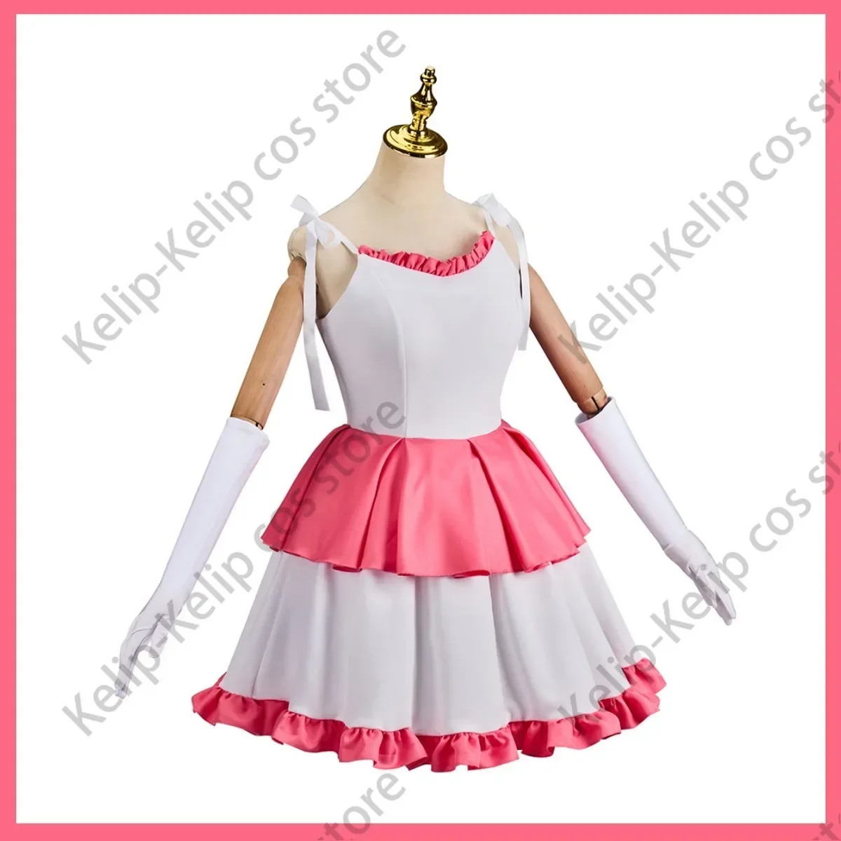 Horror Movies Perfect Blue Kirigoe Mima Cosplay Costume Wig Pink White Princess Dress Woman Sexy Lovely Carnival Party Suit